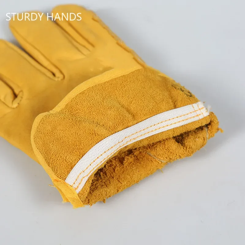 Electric Welder Cowhide Heat-insulating Work Gloves Kitchen Anti-scalding Gloves Outdoor Coldproof Protection Gardening