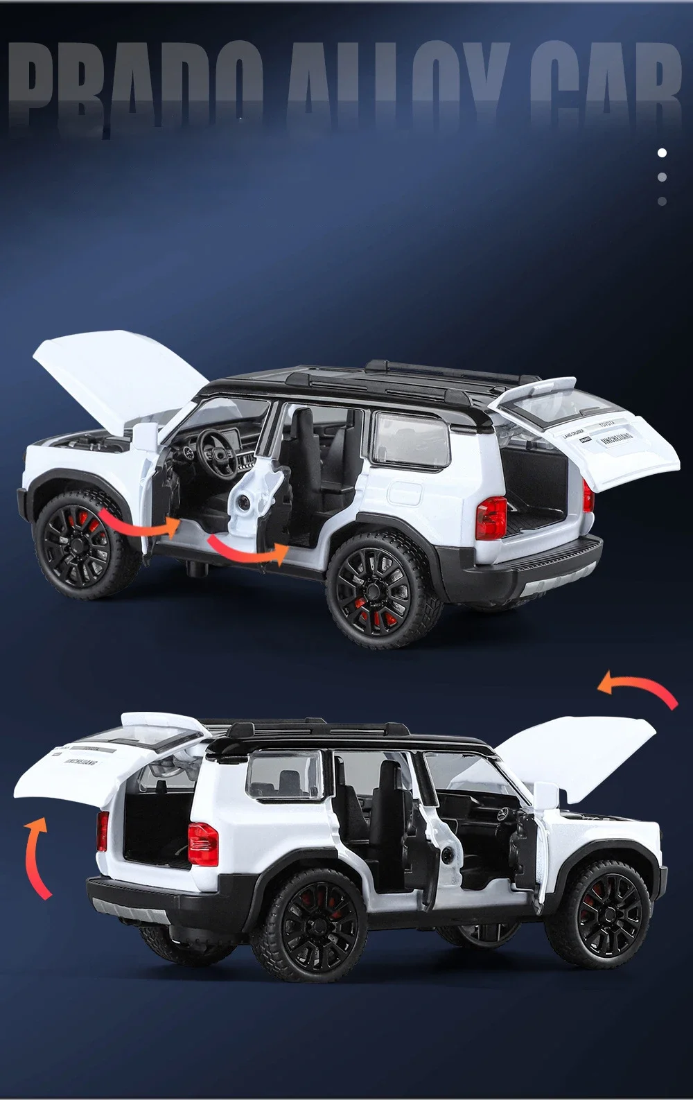 1:32 Toyota Land Cruiser Prado Suv Alloy Die Cast Toy Car Model Sound And Light Children'S Toy Collectibles