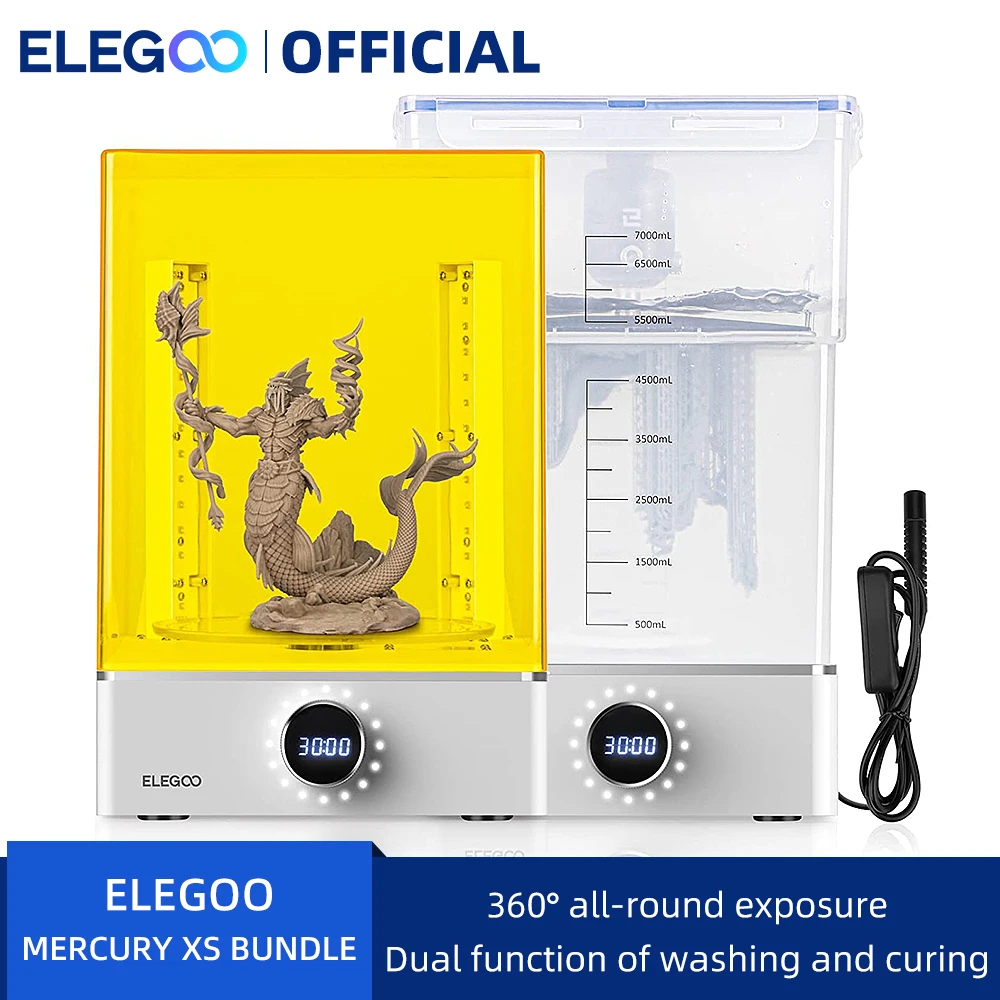 ELEGOO Mercury XS Bundle Wash and Cure with Separate Washing Station for Large Resin 3D Prints