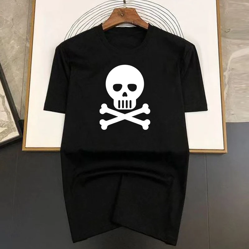 Summer Shirts for Skull Graphic Printed Cotton Short-Sleeve Oversized T Shirt Tees Loose Woman Brand Men Clothes_voghion.com