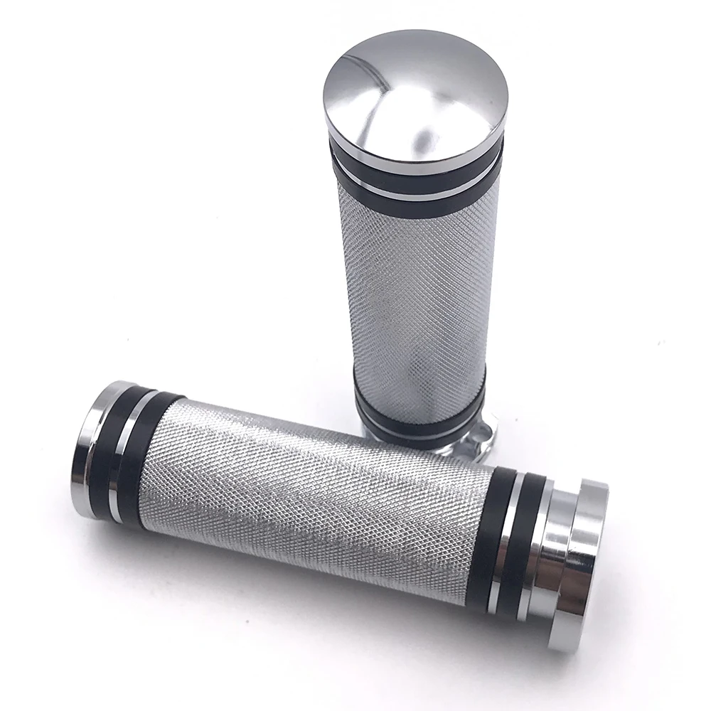 1 Pair 25Mm Universal Chrome For Harley Sportster Cruiser Bobber Chopper Custom Motorcycle Handlebar Grips Cnc Handle Bar Grips