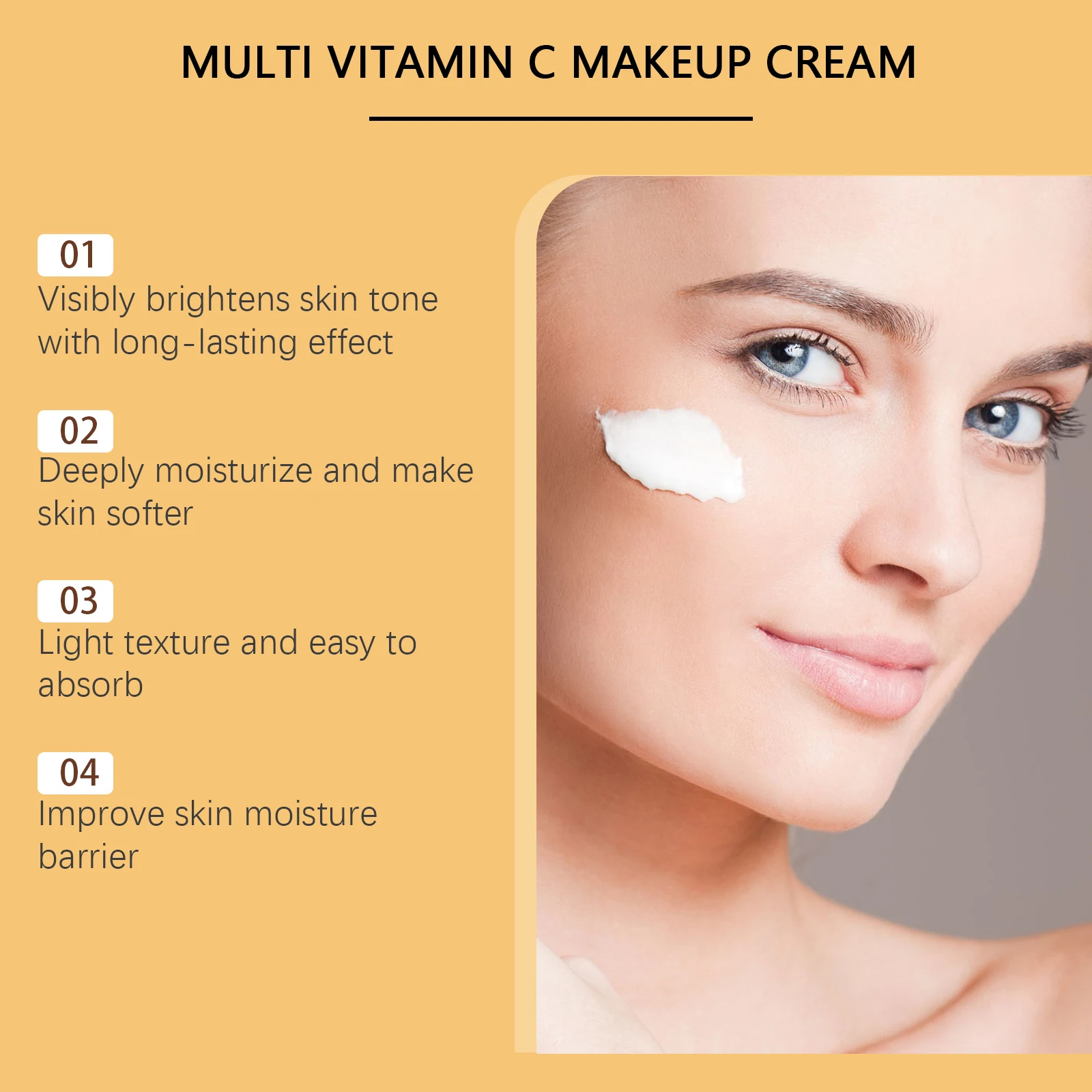 Multi Vitamin C Makeup Cream Enen Skin Tone Brightening Skin Glow Concealer Improve Skin Barrier Reduce Face Damaged Cream 30g