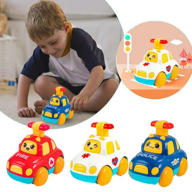 Baby Toy Cars for Boys 1 2 3 Years Gift Press and Go Police Car Educational Toys Pull Back Cars Toys for Toddlers 12 18 Months - 5