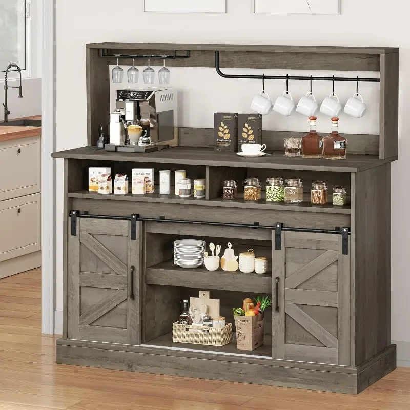 52" Farmhouse Coffee Bar Cabinet, et Cabinet with StorageMinimalist