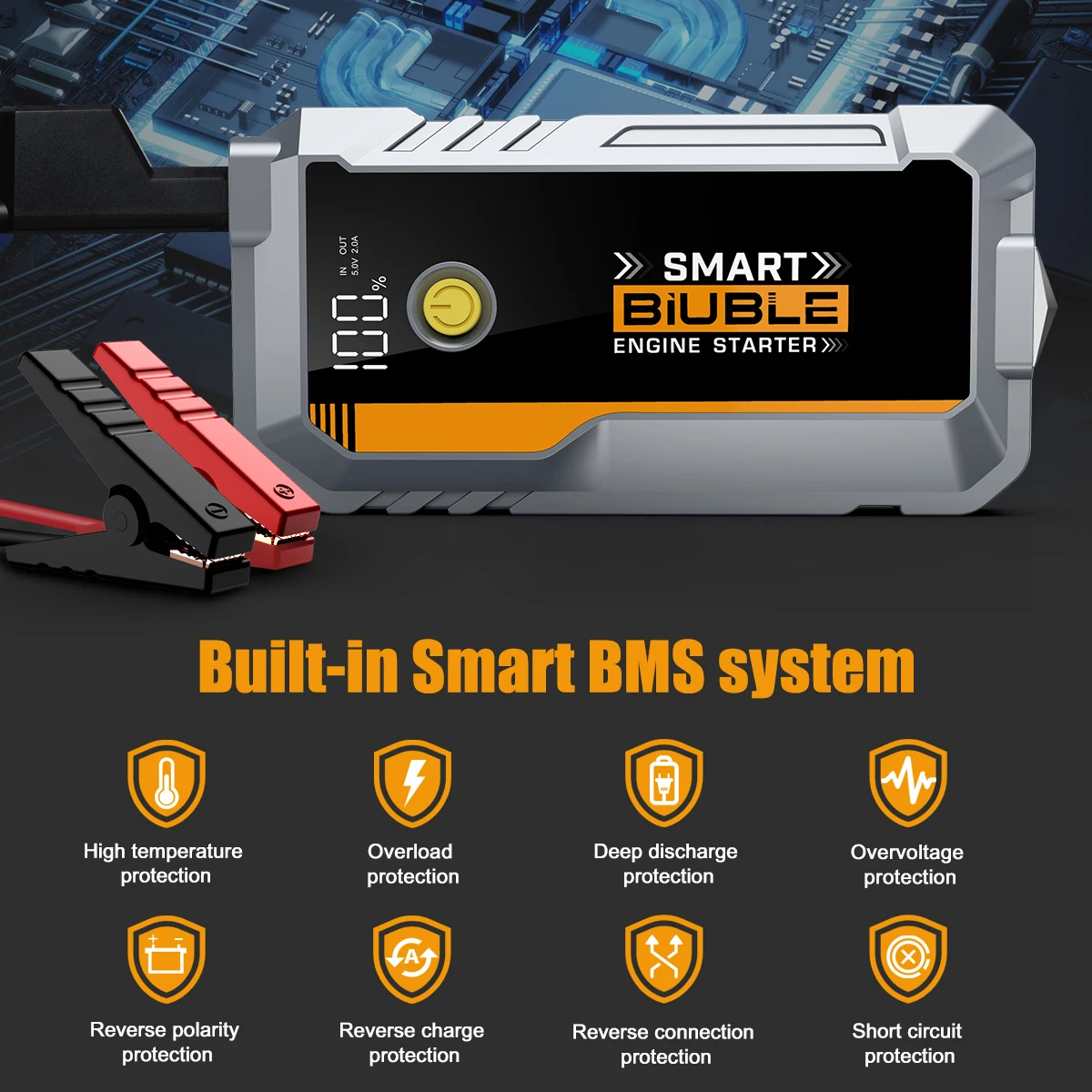 Car Battery Starter, 5000A Peak 12V Car Auto Start Power Bank with LED Flashlight (up to 10L petrol or 8.0L diesel engine)