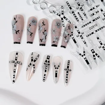 Gothic Punk Black Line Nail Art Sticker 2