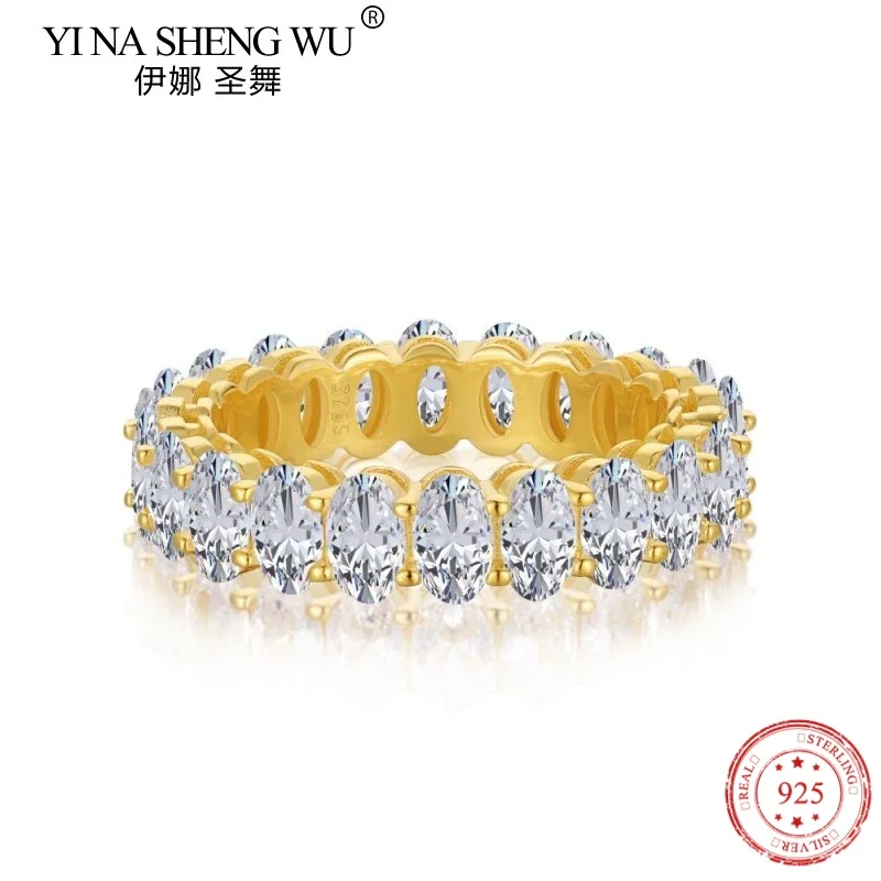 S925 Sterling Silver Ring Temperament Full Circle Light Luxury Zircon Index Finger Ring Women's Accessories Europe and America