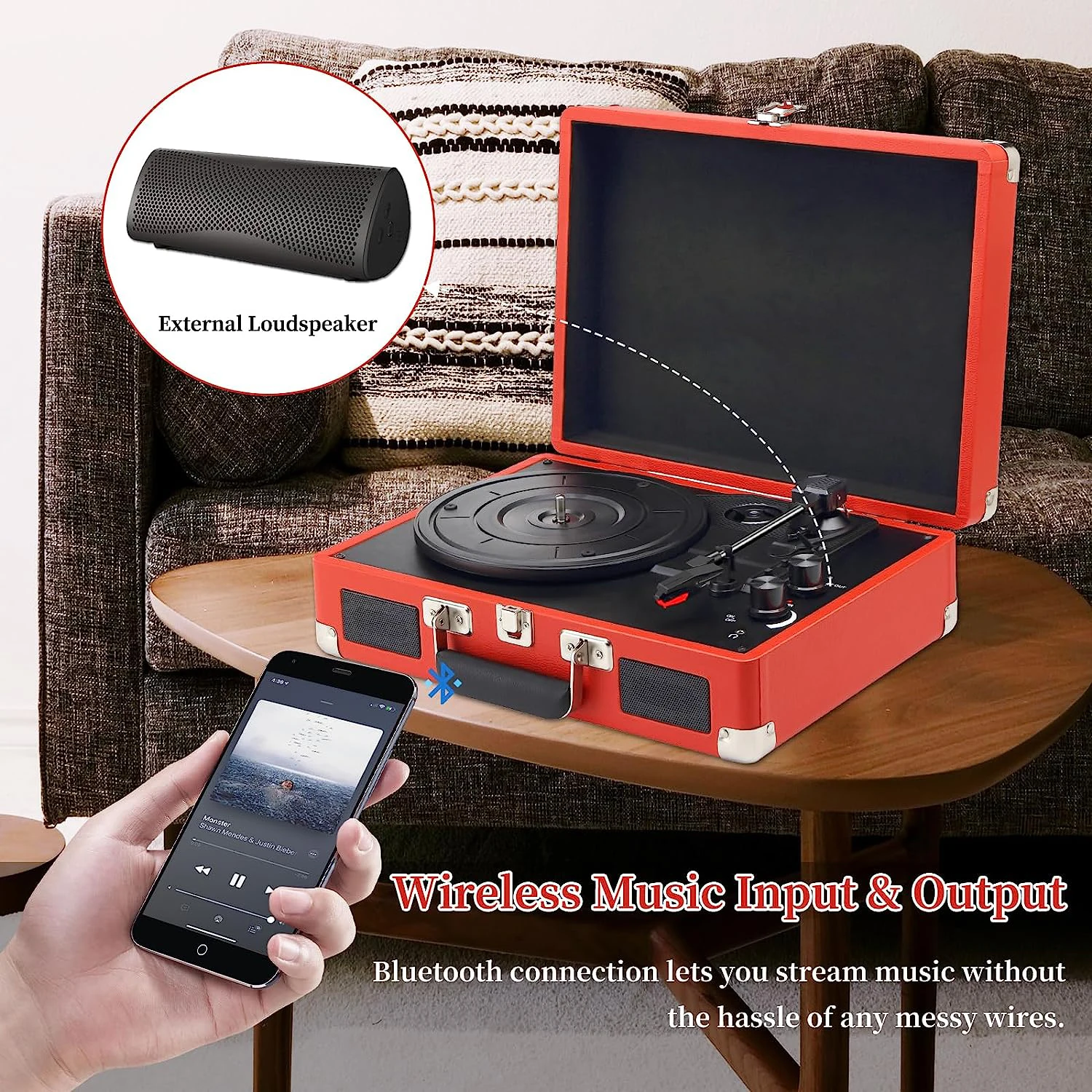  Vinyl Record Player with Speakers Vintage Turntable for Vinyl  Records Belt-Driven Turntable Support 3-Speed, Wireless Playback,  Headphone, AUX-in, RCA Line LP Vinyl Players for Sound Enjoyment Black :  Electronics