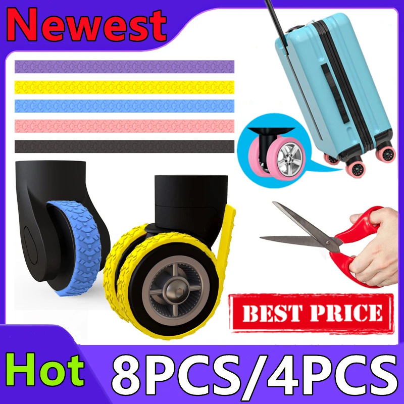 

8/4PCS Silicone Suitcase Wheel Protection Case Silent Sound Travel Luggage Caster Shoes Reduce Noise Trolley Box Casters Cover