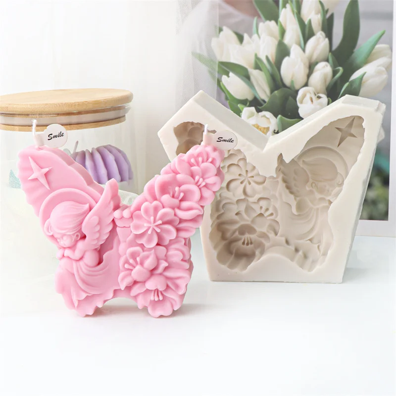 3D Flower Butterfly Relief Silicone Candle Mold Halloween Skull Snake Flower Angel Gypsum Soap Mould DIY Aromatherapy Home Decor