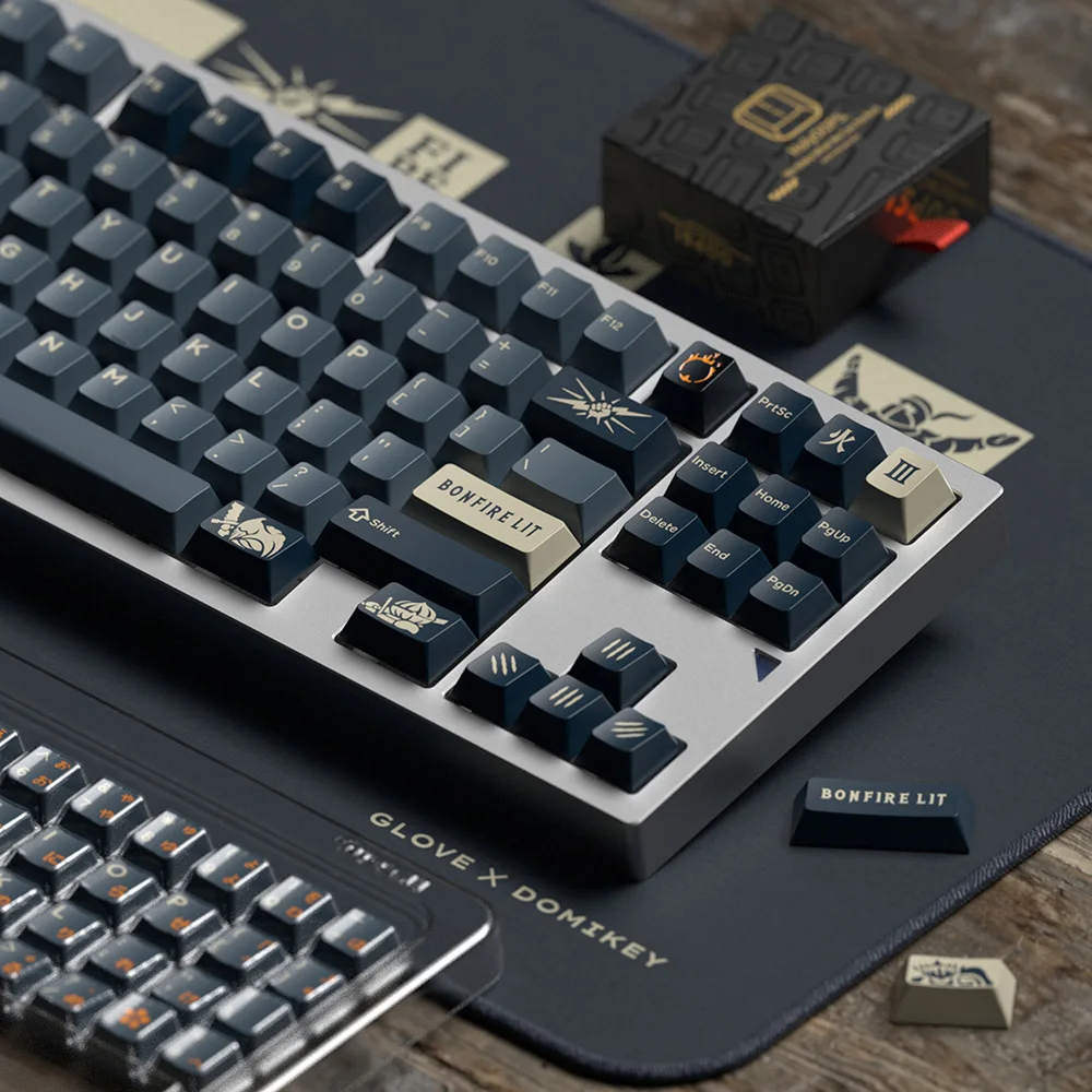 Luva x Domikey Cereja Ligação Fogo Abs Doubleshot Keycap para mx Stem Teclado Poker 87 104 Gh60 Xd64 Xd68 Xd87 Bm60 Bm65 Bm80