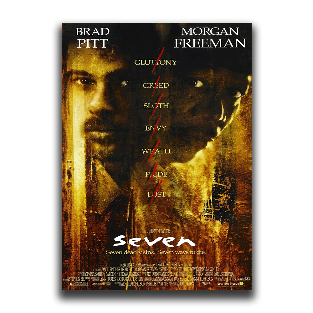 Vintage Black Cinema Art: Se7en Film Canvas Wall Mural