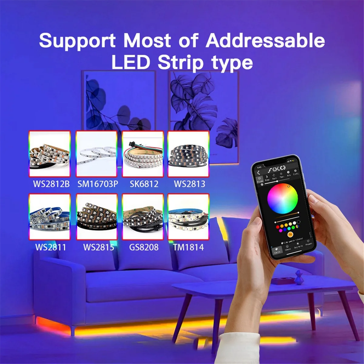 A04R-GLEDOPTO ESP32 WLED LED Controller with Microphone, Music Sync Supports WS2811/WS2812/WS2813/WS2815 Strip Lights Black