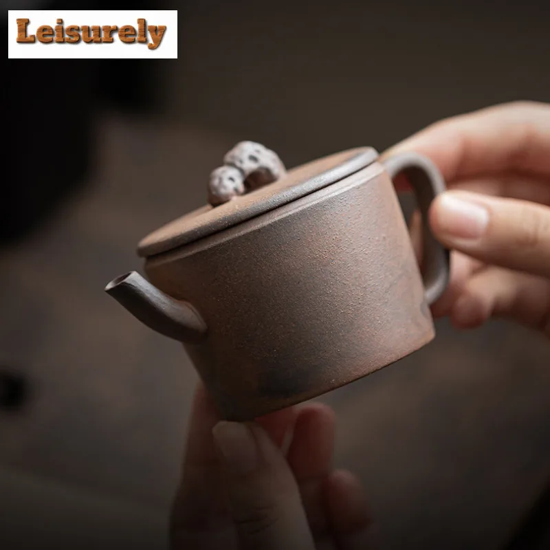 100ml Retro Old Rock Mud Han Wa Teapot Handmade Tea Infuser Pot Household Tea Maker Kettle With Ball Hole Tea Items Decoration