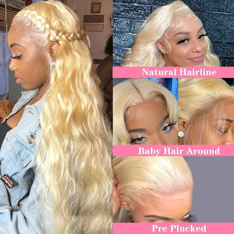 16 34 Inch 613 Blonde 13x6 Lace Front Wig Human Hair Body Wave Blonde Straight HD Lace Front Wigs Human Hair Pre Plucked for Wom