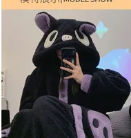 2024 Winter Pajamas Bat Robe Homewear Lounge Sleepwear Warm Comfy Kawaii Halloween Party Vampire Cosplay Costume - Image 3