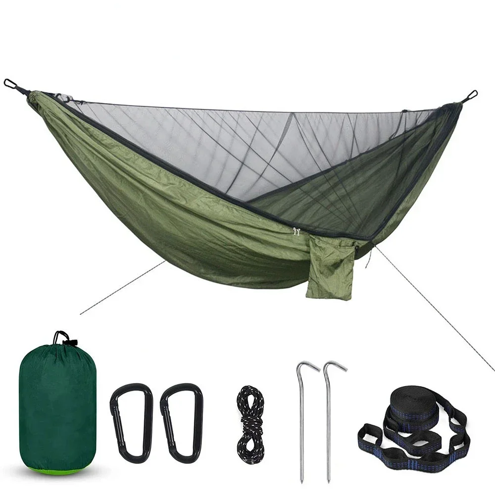 

Camping Hammock with Mosquito Net Easy Set Up Straps Portable Hammock For Camping Travel Yard Lightweight Double Person