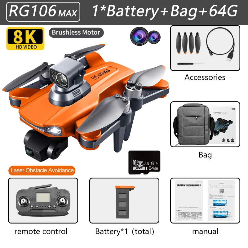 remote control helicopter with camera 2022 New RG106 Drone 8k Dual Camera Profesional GPS Drones With 3 Axis Brushless Rc Helicopter 5G WiFi Fpv Drones Quadcopter Toy rc helicopter big size RC Helicopters