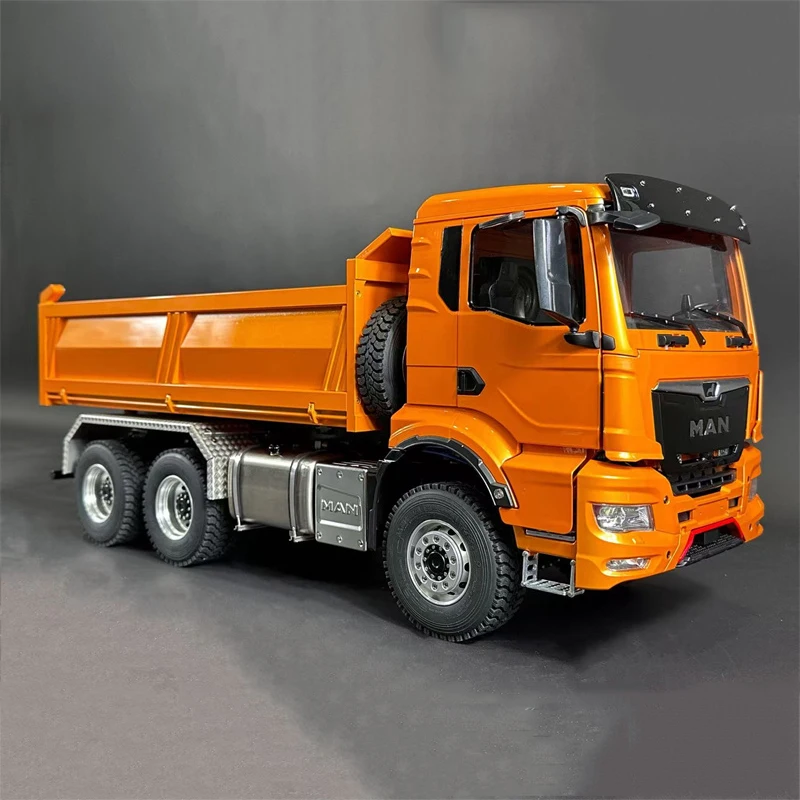 RC Trucks 1/14 6x6 RC Hydraulic Dump Truck CNC Metal Head Shell with Light and Sound System Metal RC Car Model Toys for Boys 2