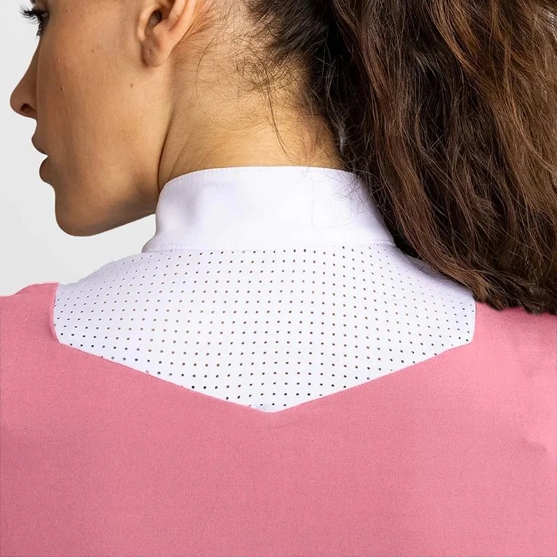 Back Mesh Women Equestrian Base Layer Shirts Short Sleeve Horse Riding Shirts Competition Equestrian Polo horse riding shirt