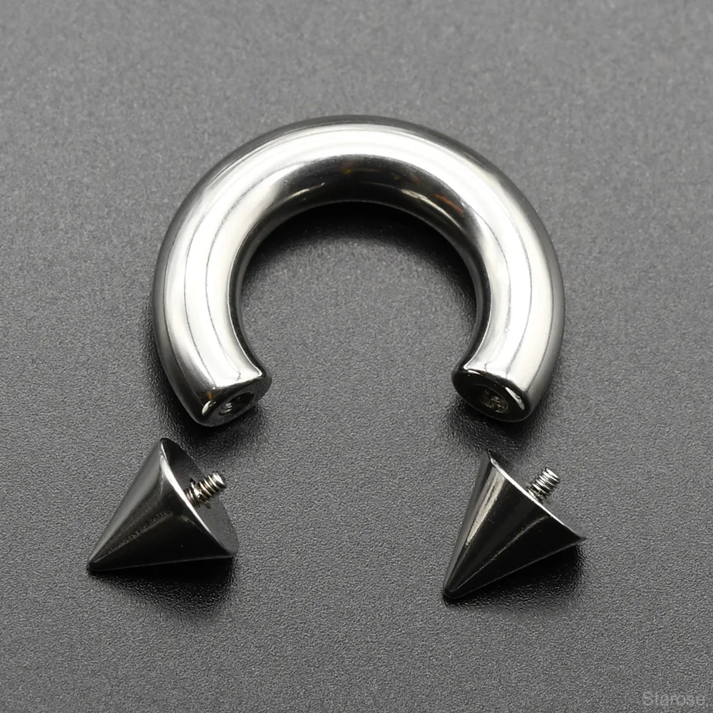 Stainless Steel Spike Nose Piercing Septum Rings Nipple Rings Lobe Earrings 0G 00G 2/10mm