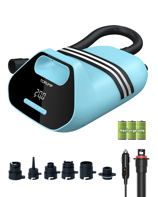 TOPUMP 20PSI Electric(D9) or Rechargeable (D9 Pro) Paddle Board SUP Pump