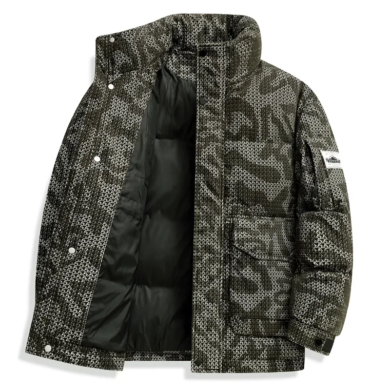 thumbnail image 1 of Ropa de diseñador para hombre, chaqueta corta de plumón, cuello alto de camuflaje, plumón de pato, chaquetas acolchadas ligeras para hombre, prendas de vestir exteriores, 1 of 5