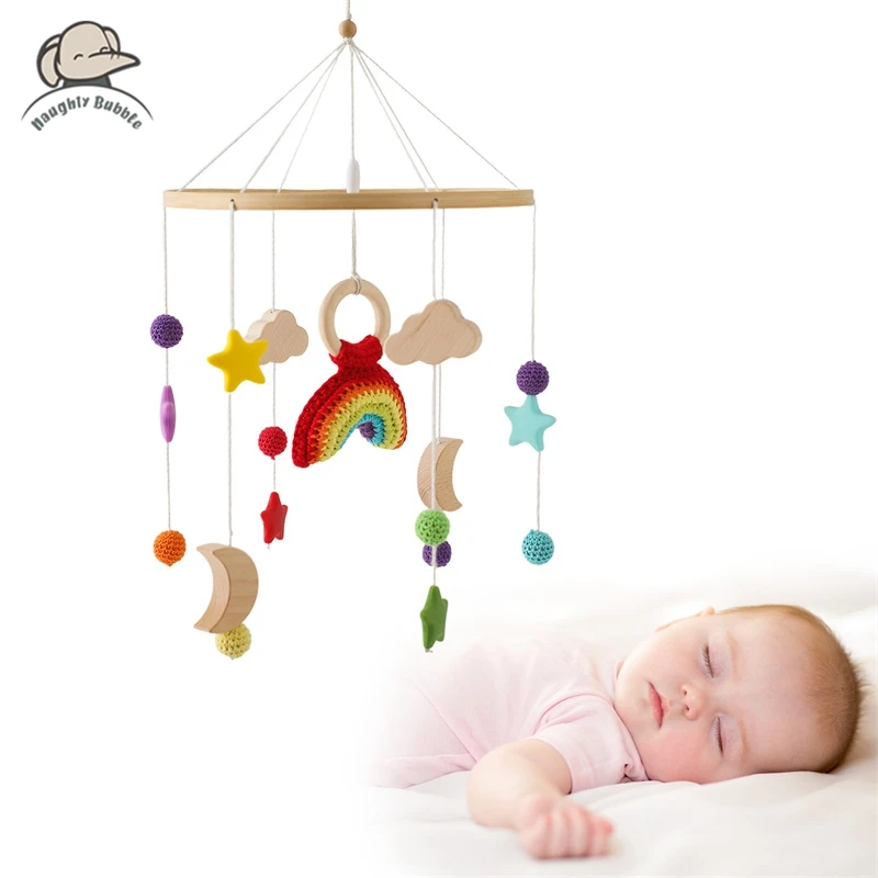 Baby sonaglio giocattolo 0-12 mesi feltro Mobile in legno carillon neonato  letto all'uncinetto campana appeso giocattoli staffa supporto culla  giocattolo - AliExpress