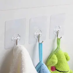 Gancho sin clavos para montaje en pared, colgador autoadhesivo para puerta, adhesivo transparente, soporte para bolso, 10 piezas