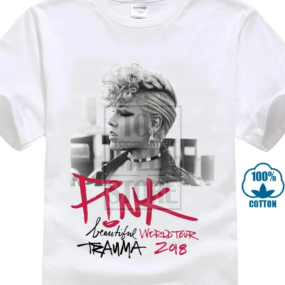 

Pink Beautiful Trauma World Tour 2018 White Unisex T Shirt