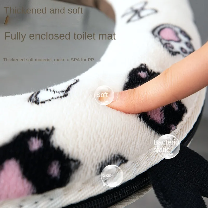 Universal Toilet seat cushion for autumn winter keep warm cute style plus velvet thickened not cold buttocks toilet seat cover 3