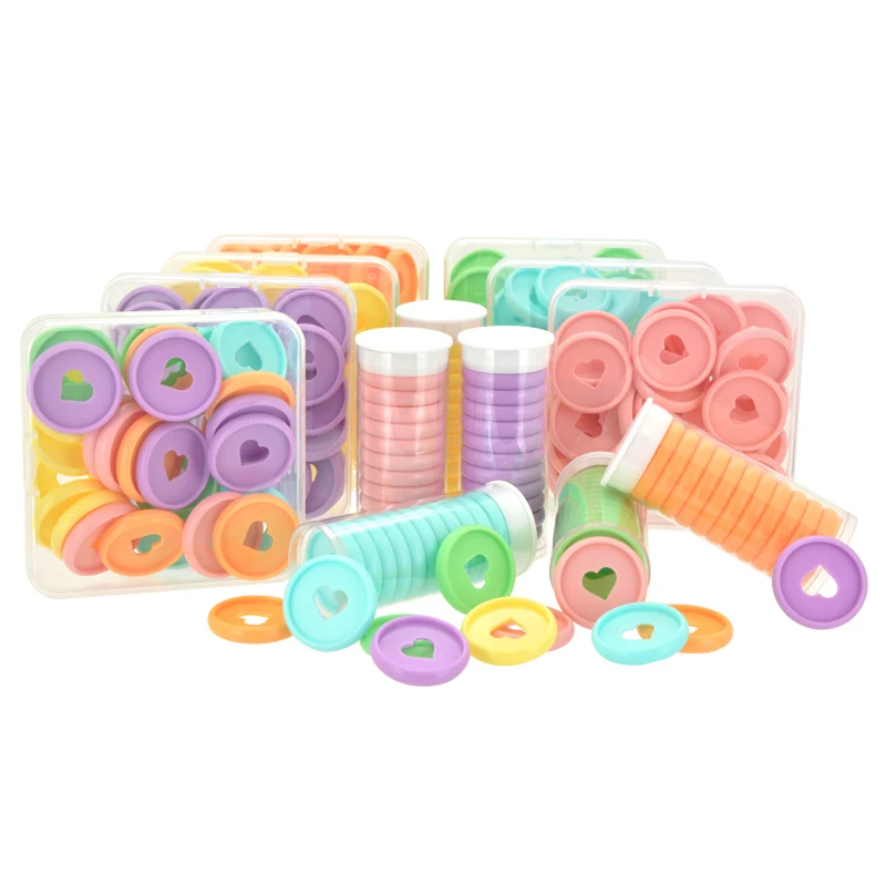 30pcs 24 28 32mm Heart Shape Mushroom Hole Plastic Disc Bound Planner Expansion Binding Discs Ring Binder Notebook Discs