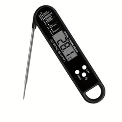 Stainless Steel Digital Instant Read Cooking Thermometer with Probe (Black)