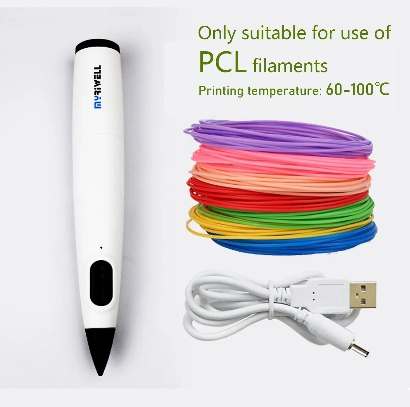 Myriwell RP300B 저온 3D 펜, PCL 필라멘트 포함, 직경 1.75mm, 크리스마스 생일 선물, 저온 3D 펜