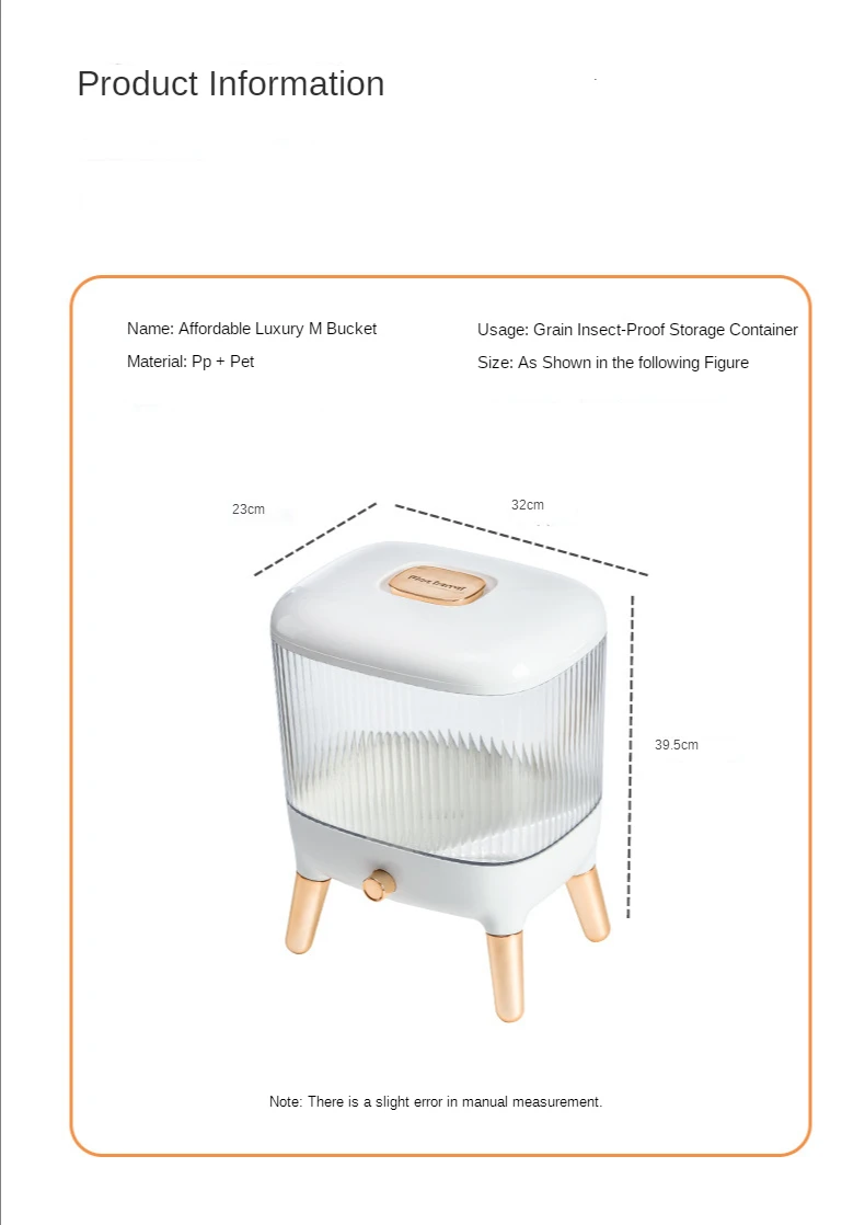 Buy Rice Storage Bucket with Lid Press Type Automatic Rice Output ...