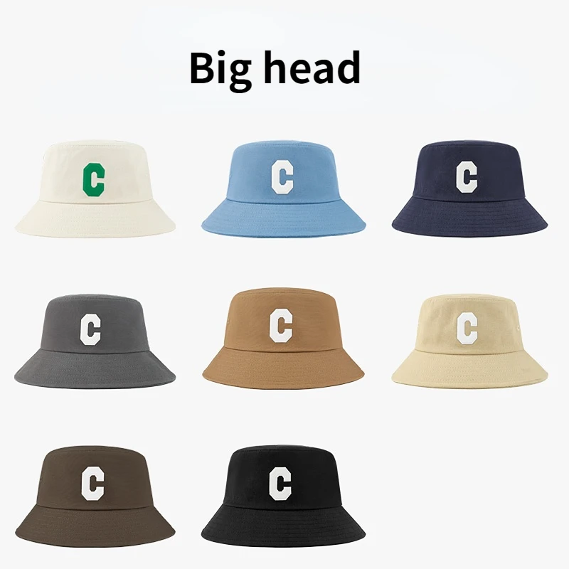 2023 Big Head XL Bucket Hat for Men Women Letter C Grey Cap Summer Panama  Large Fisherman Hat Luxury Bob Beach Sun Hat - AliExpress