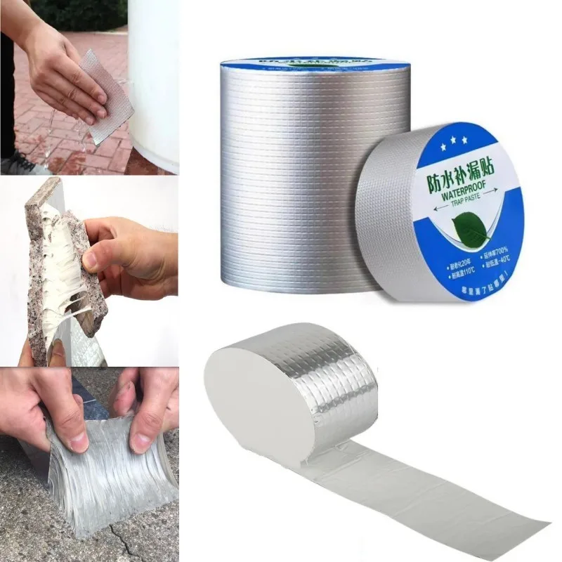 

New Self Adhesive High Temperature Aluminum Foil Butyl Rubber Tape Resistance Waterproof For Roof Pipe Repair Stop Leak Sticker