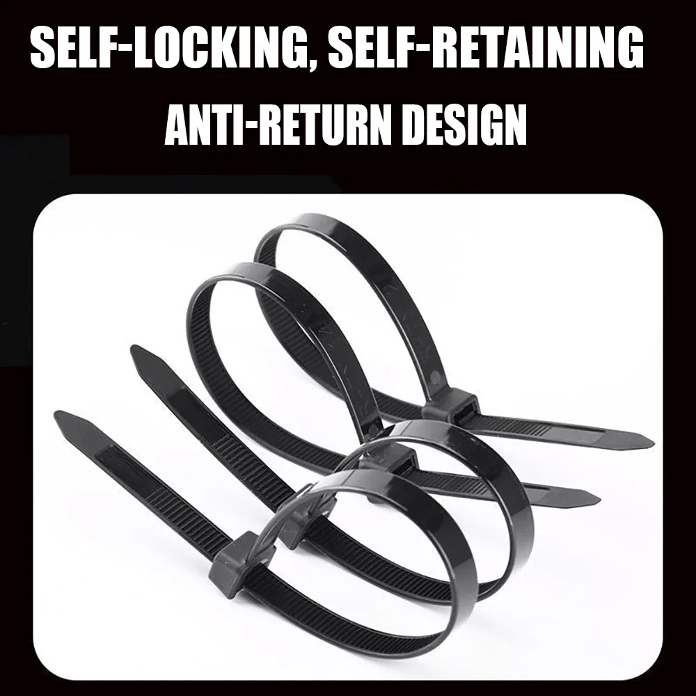 Cable Ties Plastic Cable Ties Self-locking Rings Reusable Nylon Cable Zipper Ties Cables Straps Fastening Loop For Home 100/200/300PCS