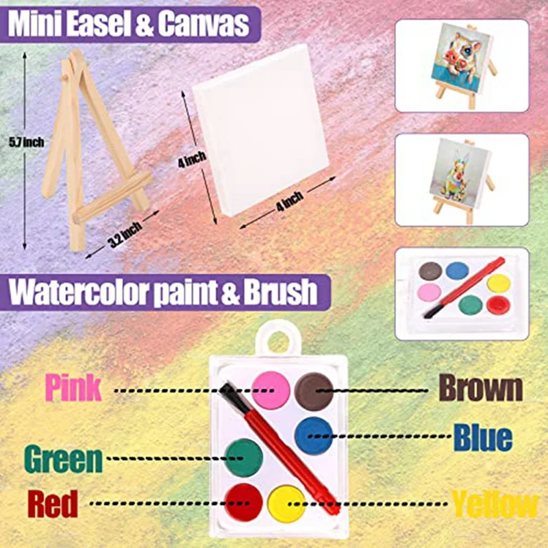 28 Pack Pre Drawn Canvas For Painting With Mini Watercolor Paint For  Painting, 4X4 Inch Small Canvases For Painting - AliExpress