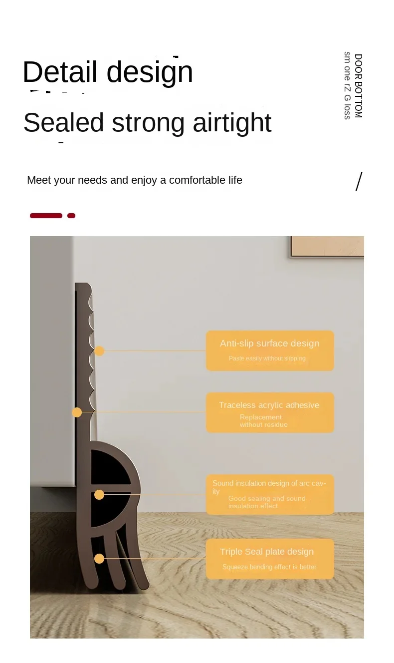 Description Picture 5 of item1M Door Bottom Sealing Strip Windproof Dust Stopper Guard Rain Weatherstrip Noise Reduction Insulator Sealer Home Hardware New