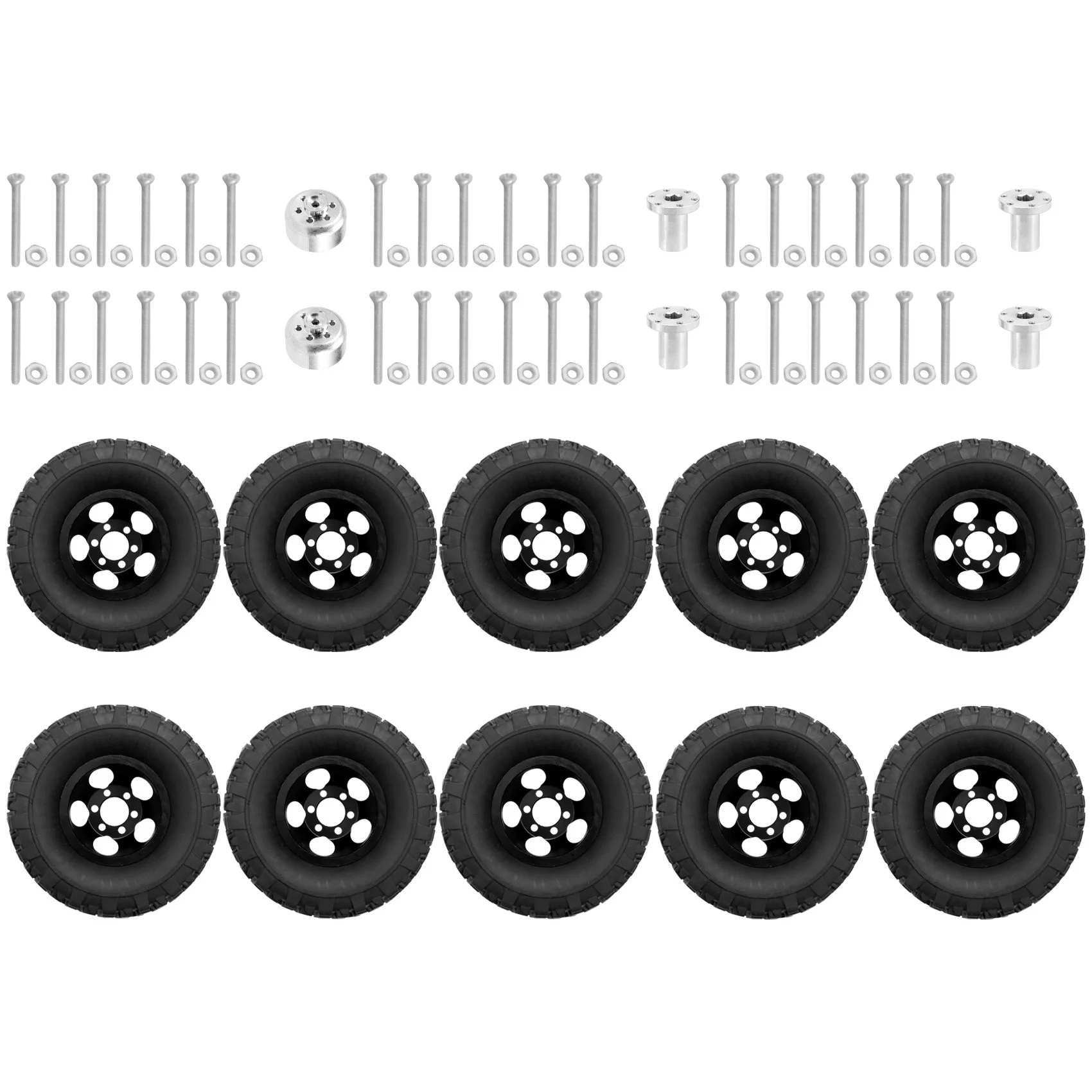 

Double Wheel Metal Wheel Rim with Rubber Tire Tyre for WPL B16 B36 JJRC Q60 Q63 Q64 6WD 6X6 RC Truck,Black