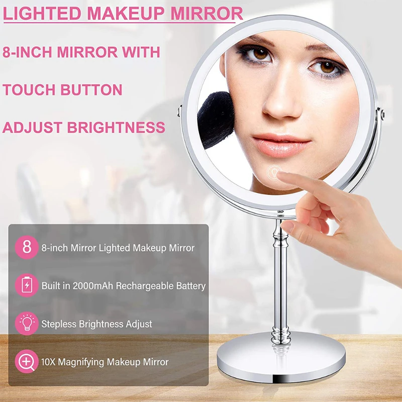 

Electric Bathroom Kawaii Makeup With Led Light Dressing Table Girls Handheld Portable Room Decoration Smart Espelho Dorm Decor