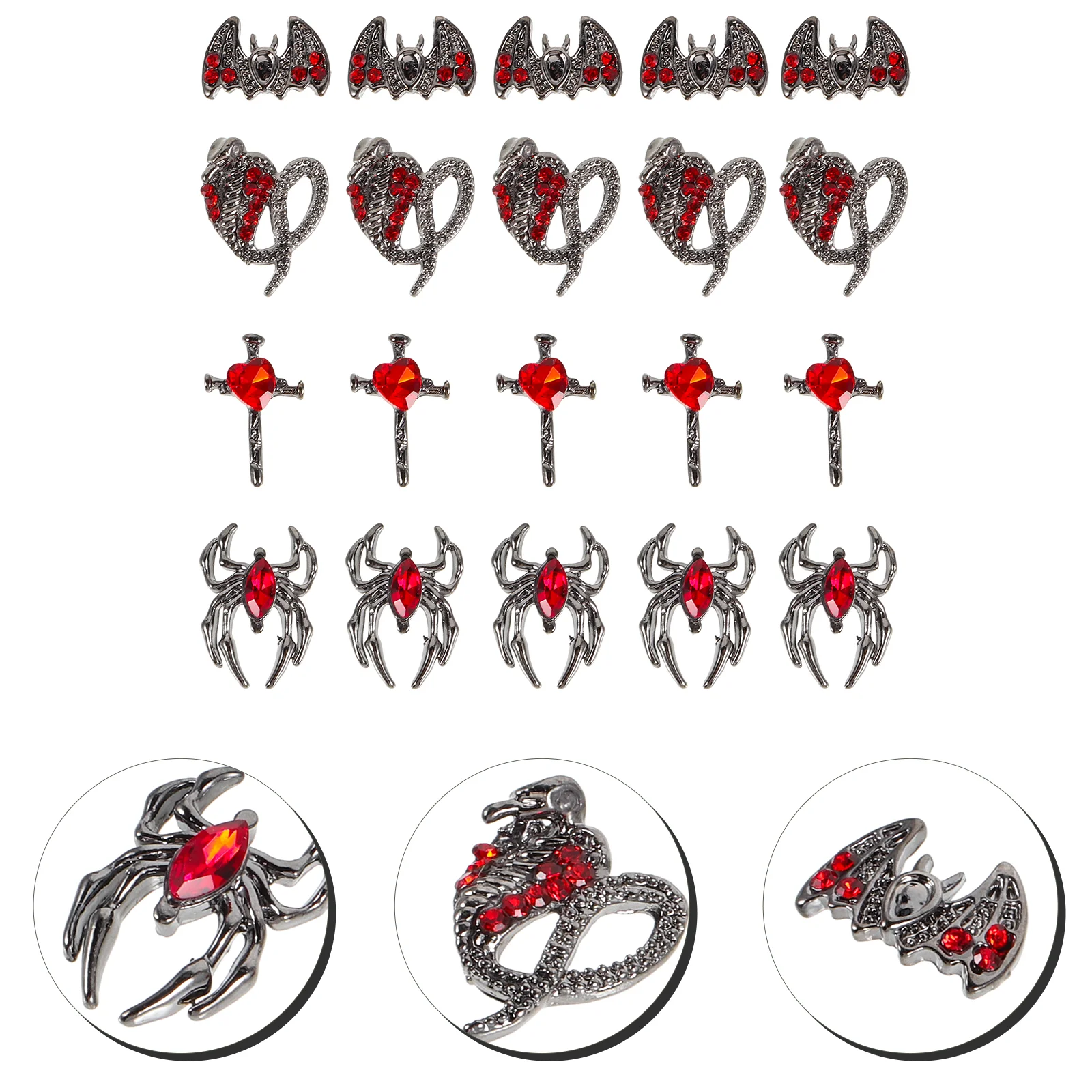 

Halloween Nail Charms 3D Nail Art Bat Spider Nail Jewels Studs Nail Jewelry Gems Diy Gothic Nail Art Decorations