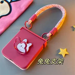 Charming Kawaii Rabbit Gradient Case with Hand Strap - Cute Korean Design for Z Flip 8 (A)