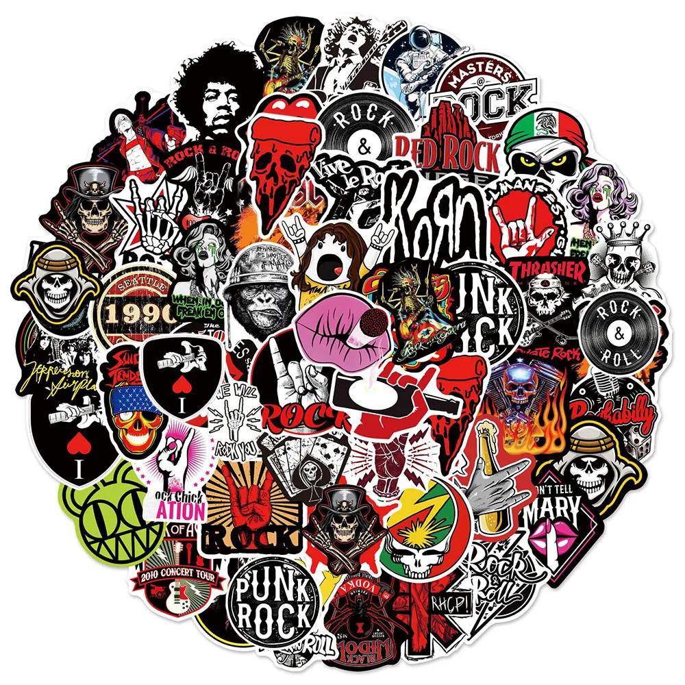 10/30/50/104pcs Classic Music Rock Roll Band Graffiti Stickers for Kids DIY Suitcase Guitar Helmet Skateboard Waterproof Sticker 52pcs music instrument orchestra pattern graffiti stickers waterproof logo stickers for motorcycle cars luggage