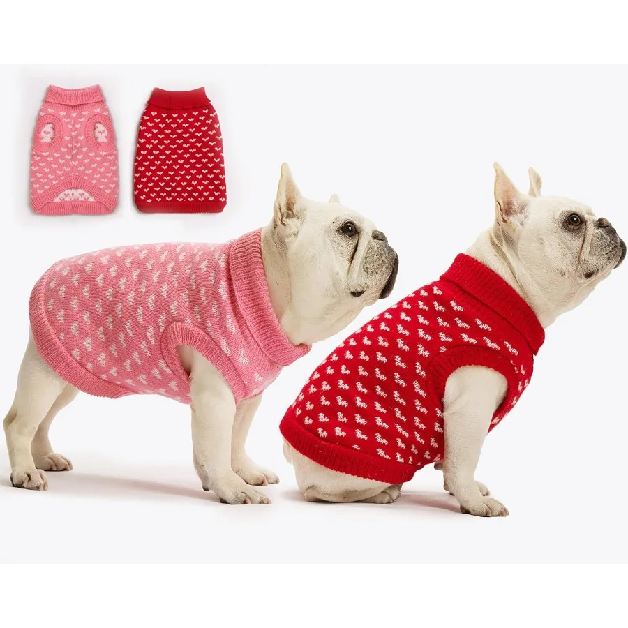 Warm Fleece Dog Sweater Turtleneck 2 Pack