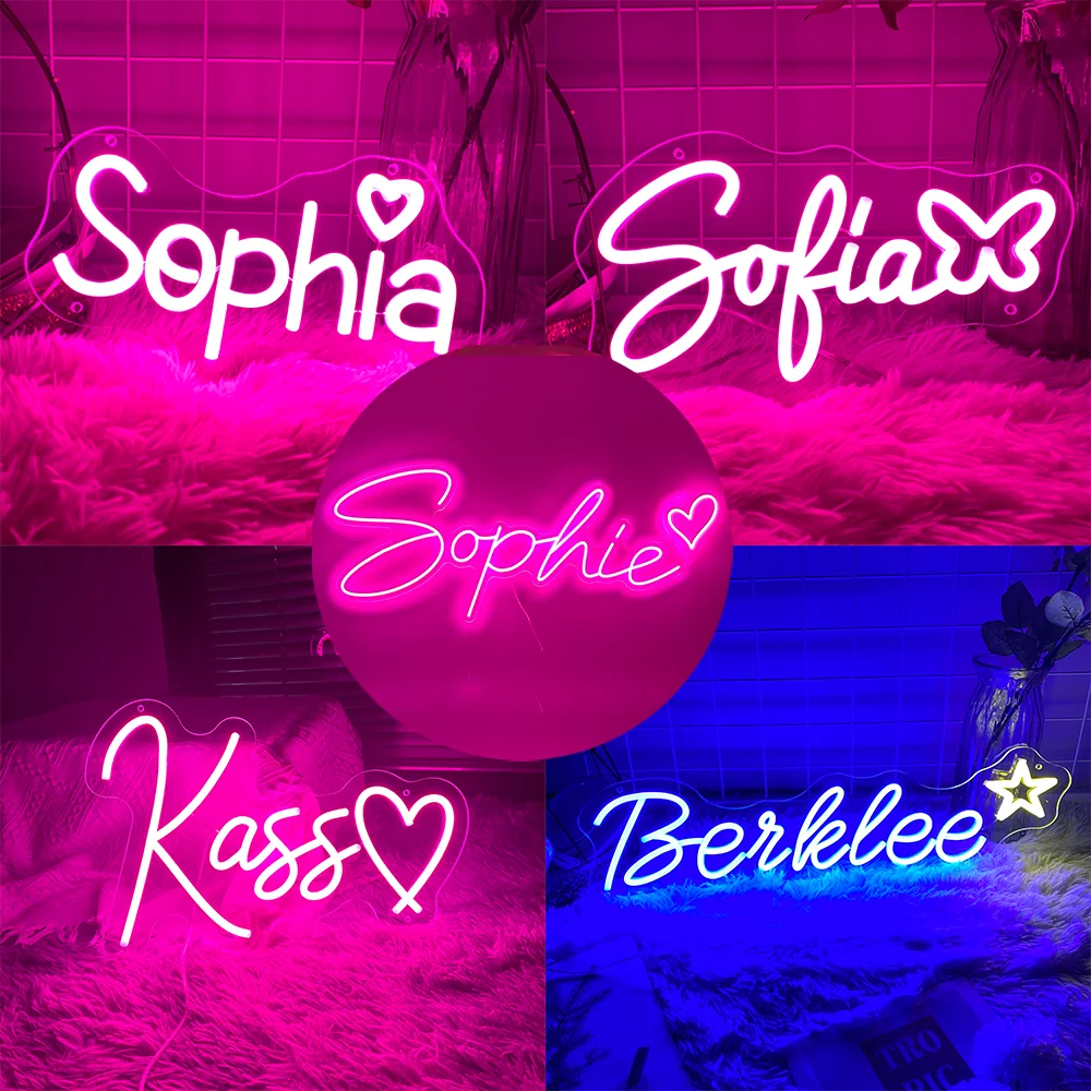 Benutzer definierte Leucht reklame personal isierte Namensschild führte Neon Nachtlicht Geburtstags geschenke Junge Mädchen Zimmer Schlafzimmer Dekoration Wand führte Neon lampe