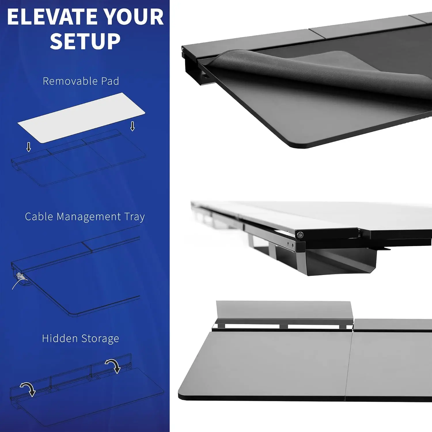 Electric 60 x 30 inch Standing Desk Workstation with Concealed Cable Trays and Full-Size Mouse Pad, Memory Controller Heigh 4