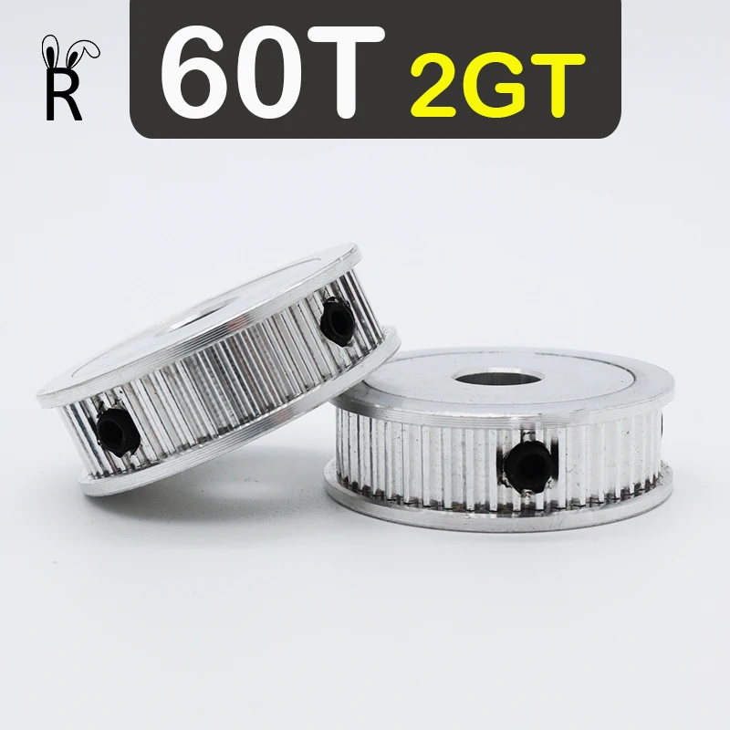 2GT 60Teeth Timing Pulley Idler Bore 4/5/6-12/14/15mm Tensioning Pulley Belt Width 6/10mm Synchronous Wheels 3D Printer 60T GT2