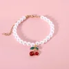 Pet Princess Style Pearl Cherry Love Bow Pendant Necklace Cat Bichon Dog Birthday Ins Wind Collar 6